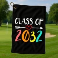 Class Of 2032 First Day Of School Kindergarten Golf Towel thumb 1