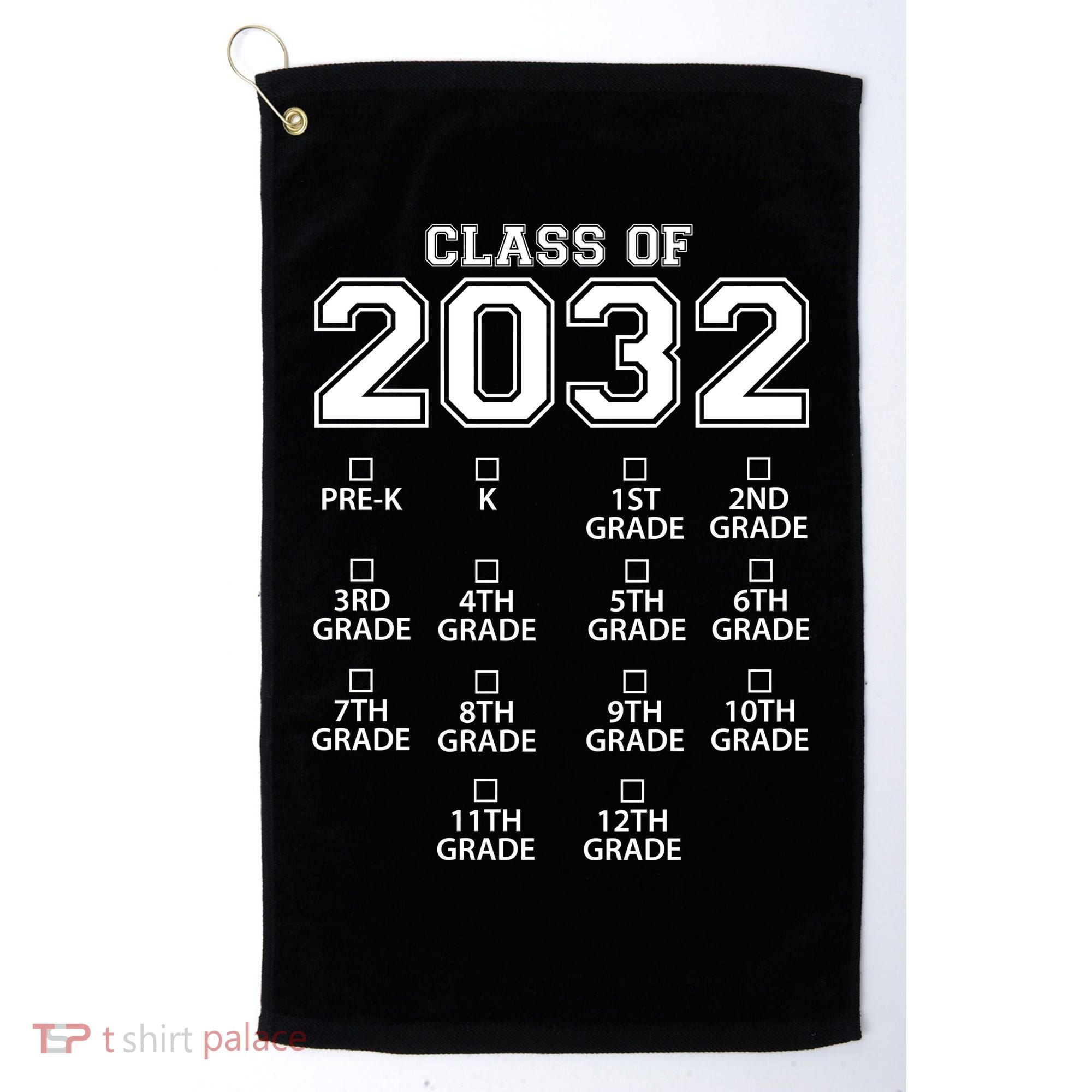 Class Of 2032 Grades Checklist Funny Golf Towel