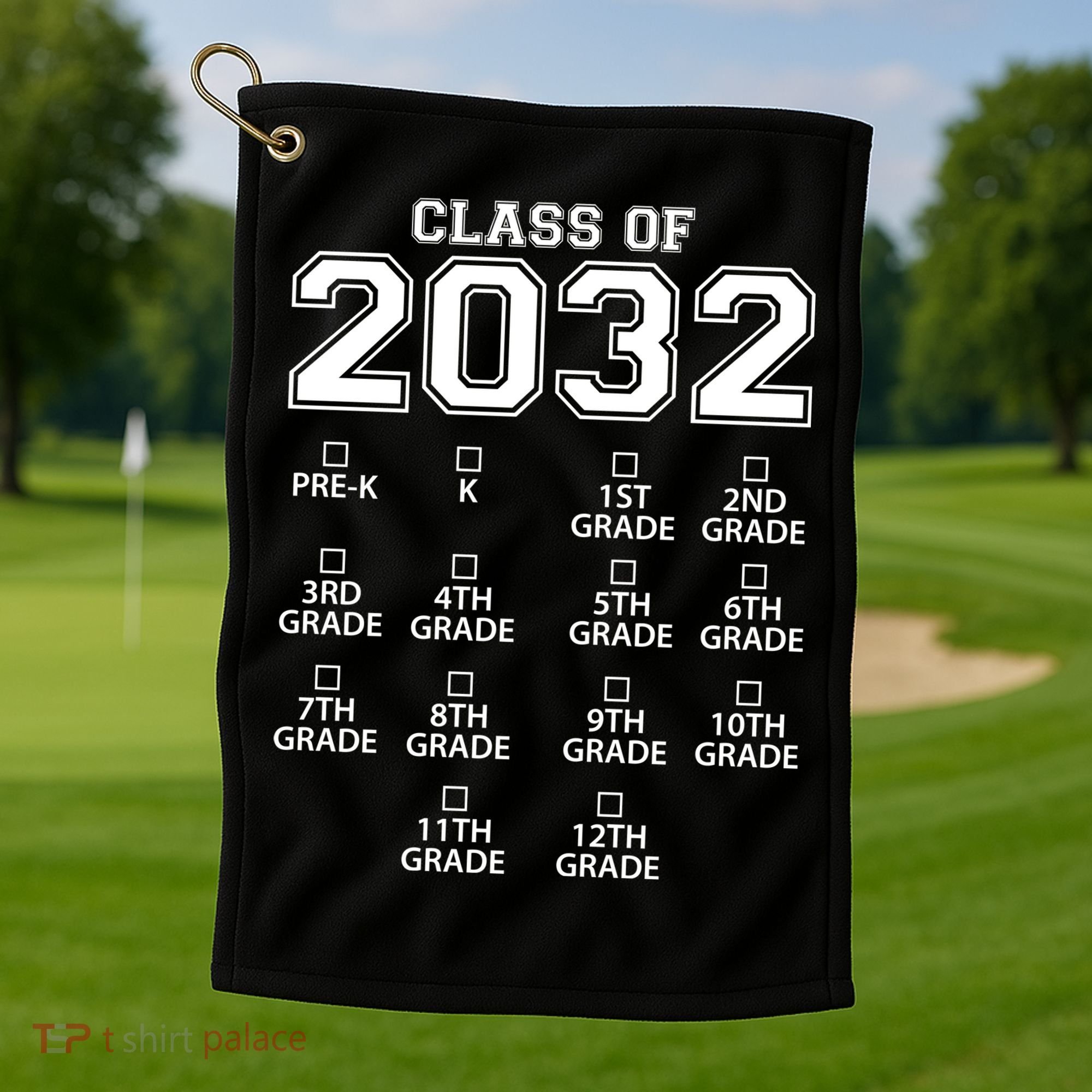 Class Of 2032 Grades Checklist Funny Golf Towel
