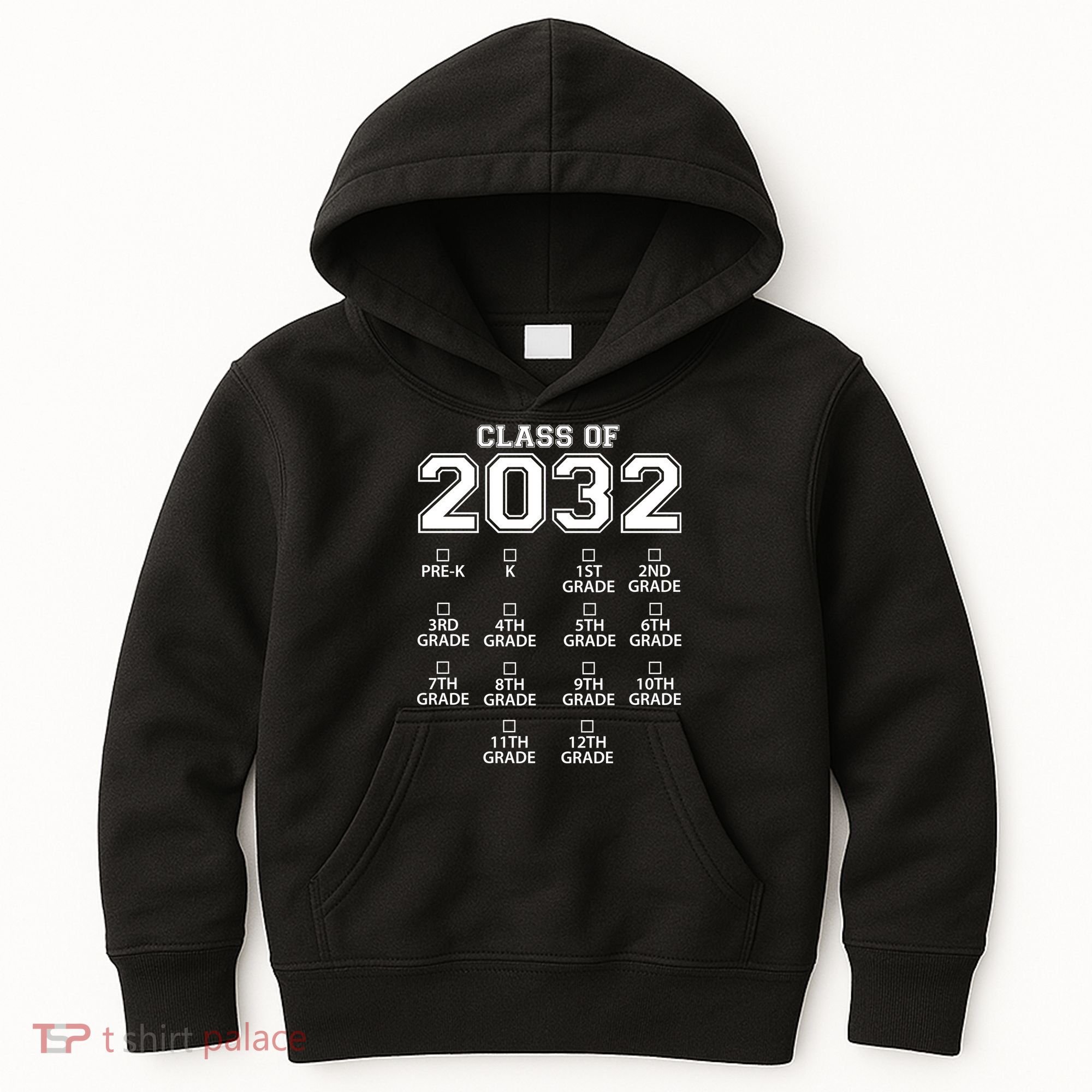 Class Of 2032 Grades Checklist Funny Kids Hoodie