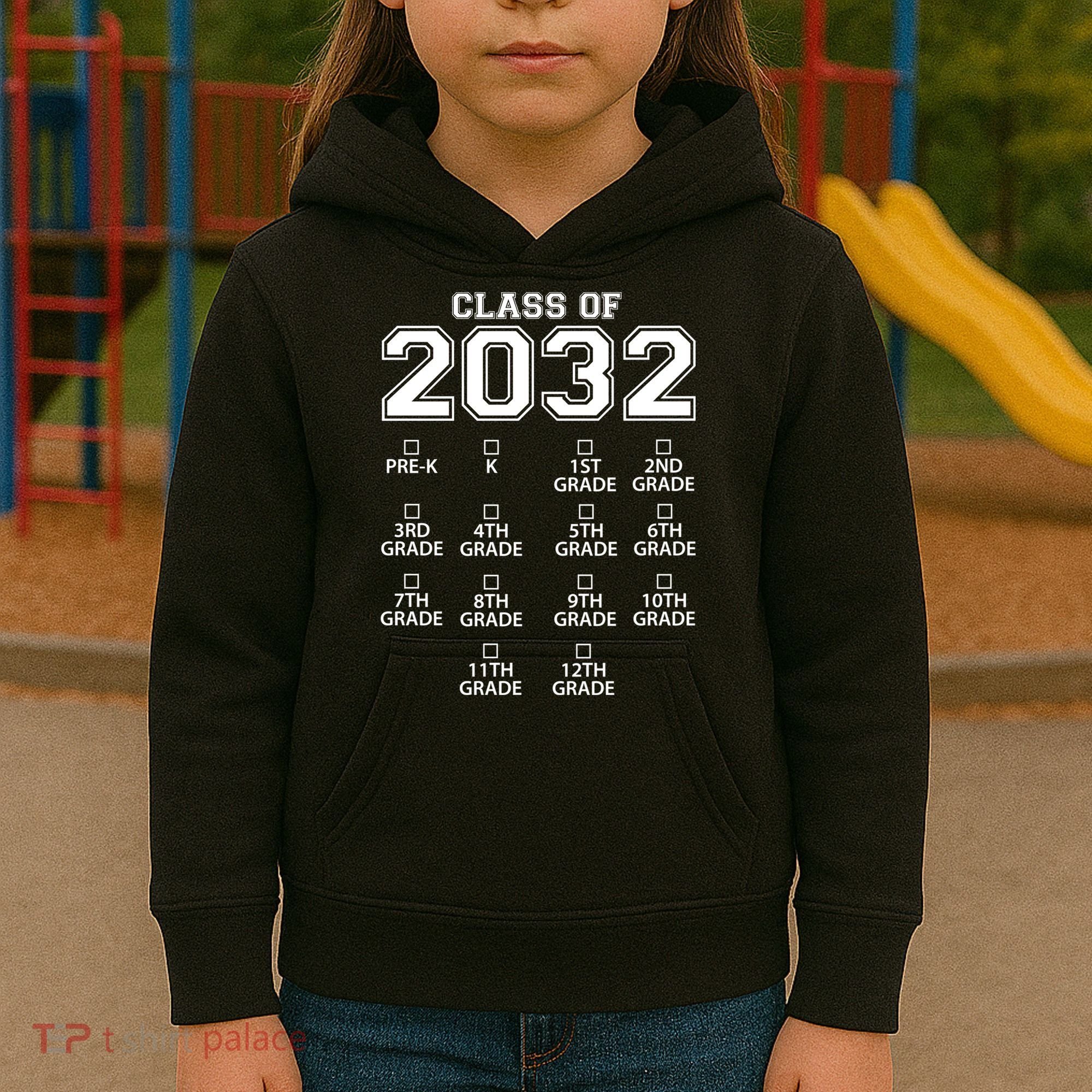 Class Of 2032 Grades Checklist Funny Kids Hoodie