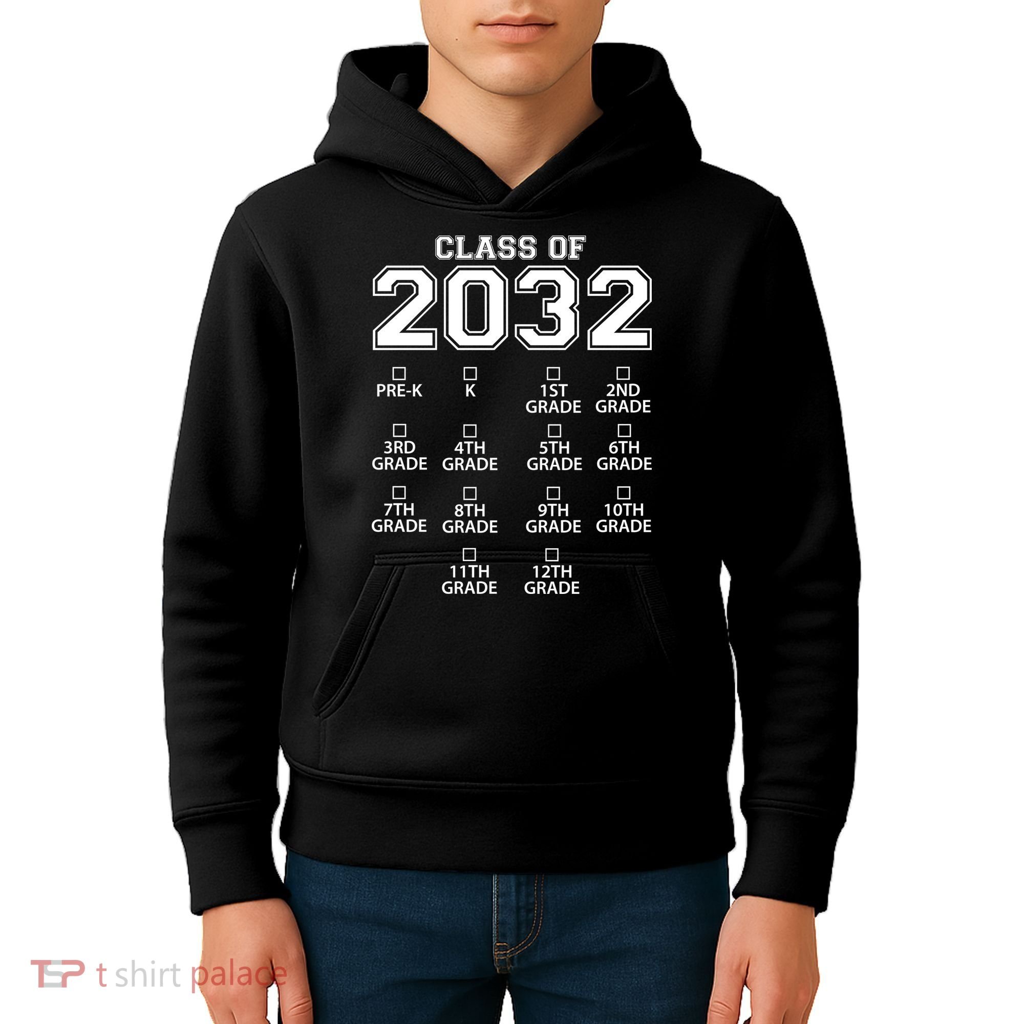Class Of 2032 Grades Checklist Funny Kids Hoodie