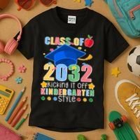 Class of 2032 Kicking off Kindergarten Kids T-Shirt thumb 3