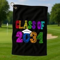 Class Of 2034 Graduation First Day Of School Golf Towel thumb 1