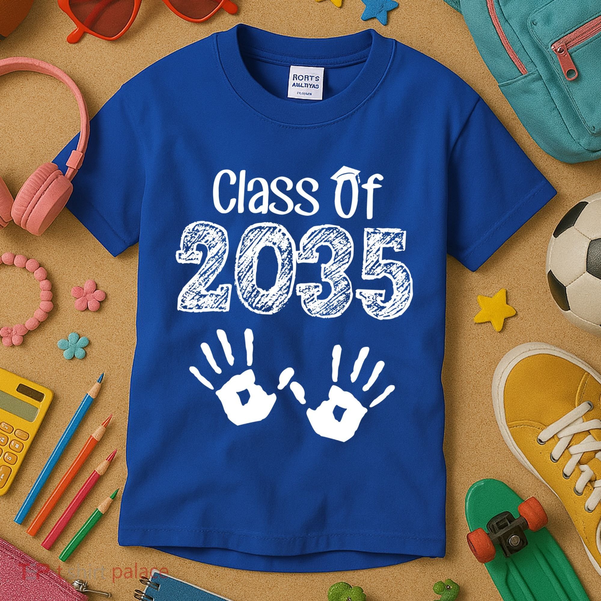 Class of 2035 Grow With Me Handprint Pre-K Kids T-Shirt