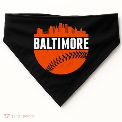 Classic Baltimore Skyline Baseball  USA-Made Doggie Bandana
