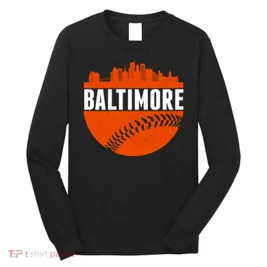Classic Baltimore Skyline Baseball Long Sleeve Shirt