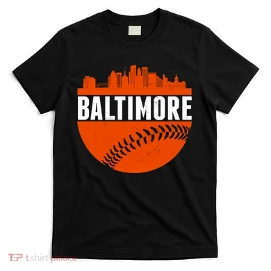 Classic Baltimore Skyline Baseball  T-Shirt