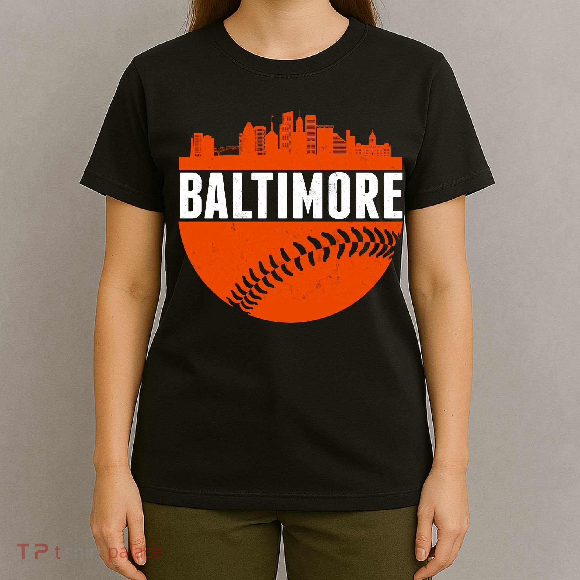 Classic Baltimore Skyline Baseball  T-Shirt
