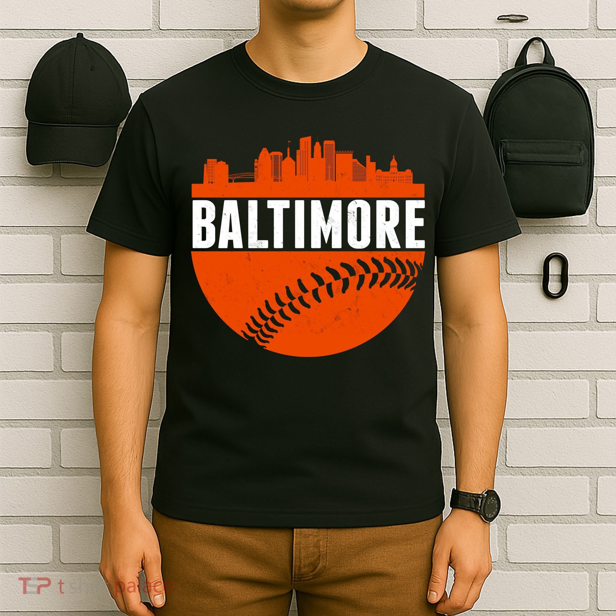 Classic Baltimore Skyline Baseball  T-Shirt