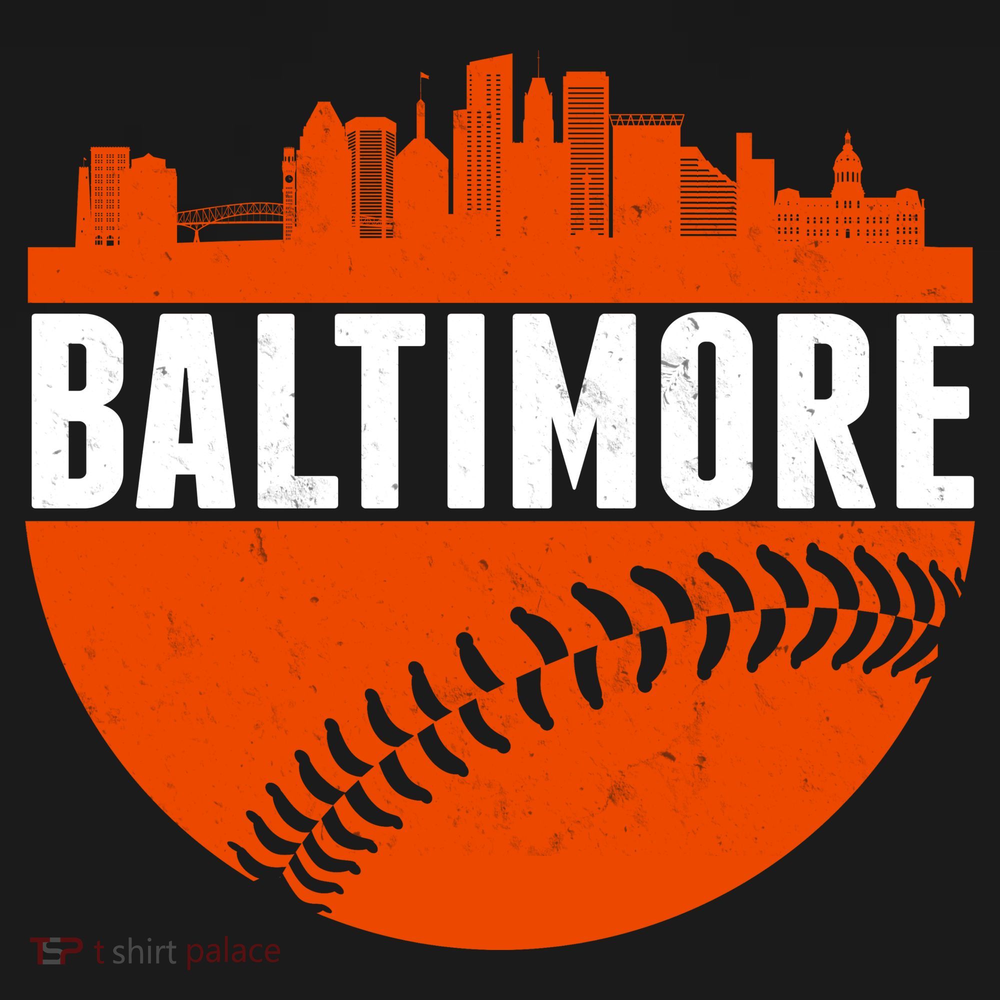 Classic Baltimore Skyline Baseball  T-Shirt