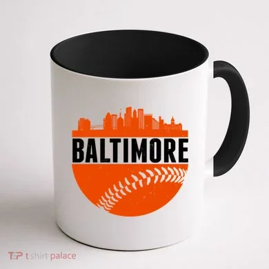 Classic Baltimore Skyline Baseball  Coffee Mug back