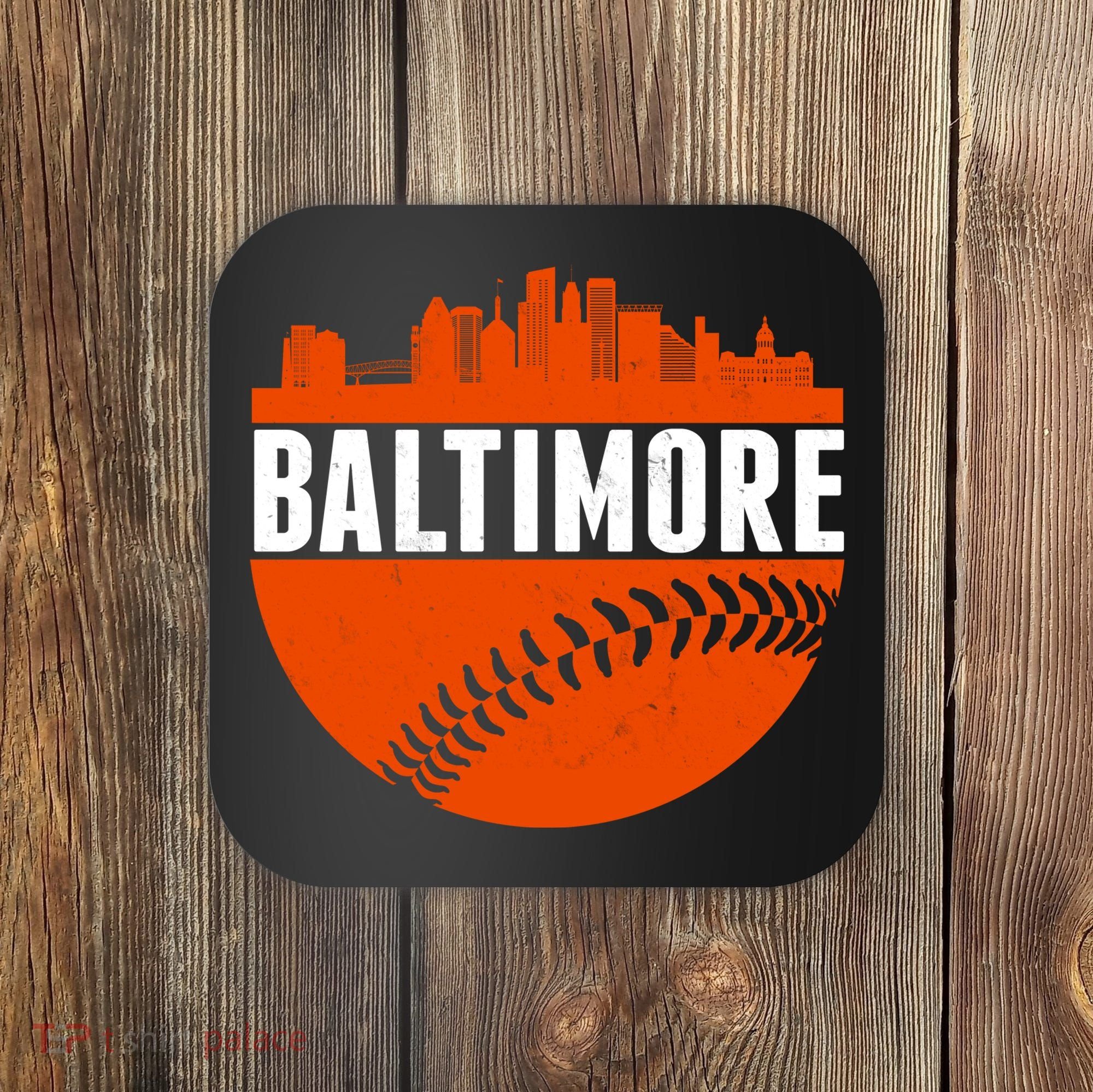 Classic Baltimore Skyline Baseball  Coaster