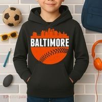Classic Baltimore Skyline Baseball  Kids Hoodie thumb 2