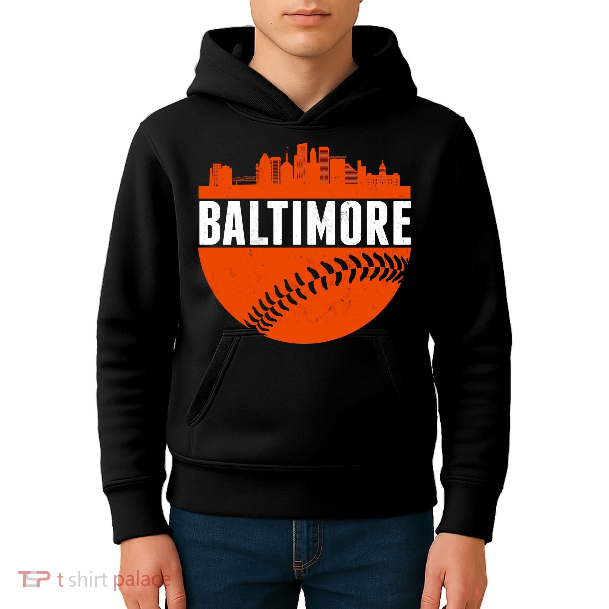 Classic Baltimore Skyline Baseball  Kids Hoodie