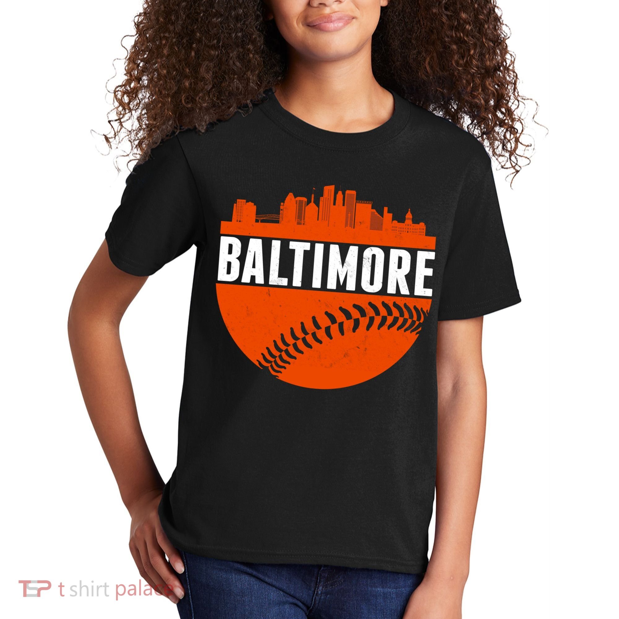 Classic Baltimore Skyline Baseball  Kids T-Shirt