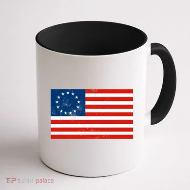 Classic Betsy Ross Flag Distressed Coffee Mug back