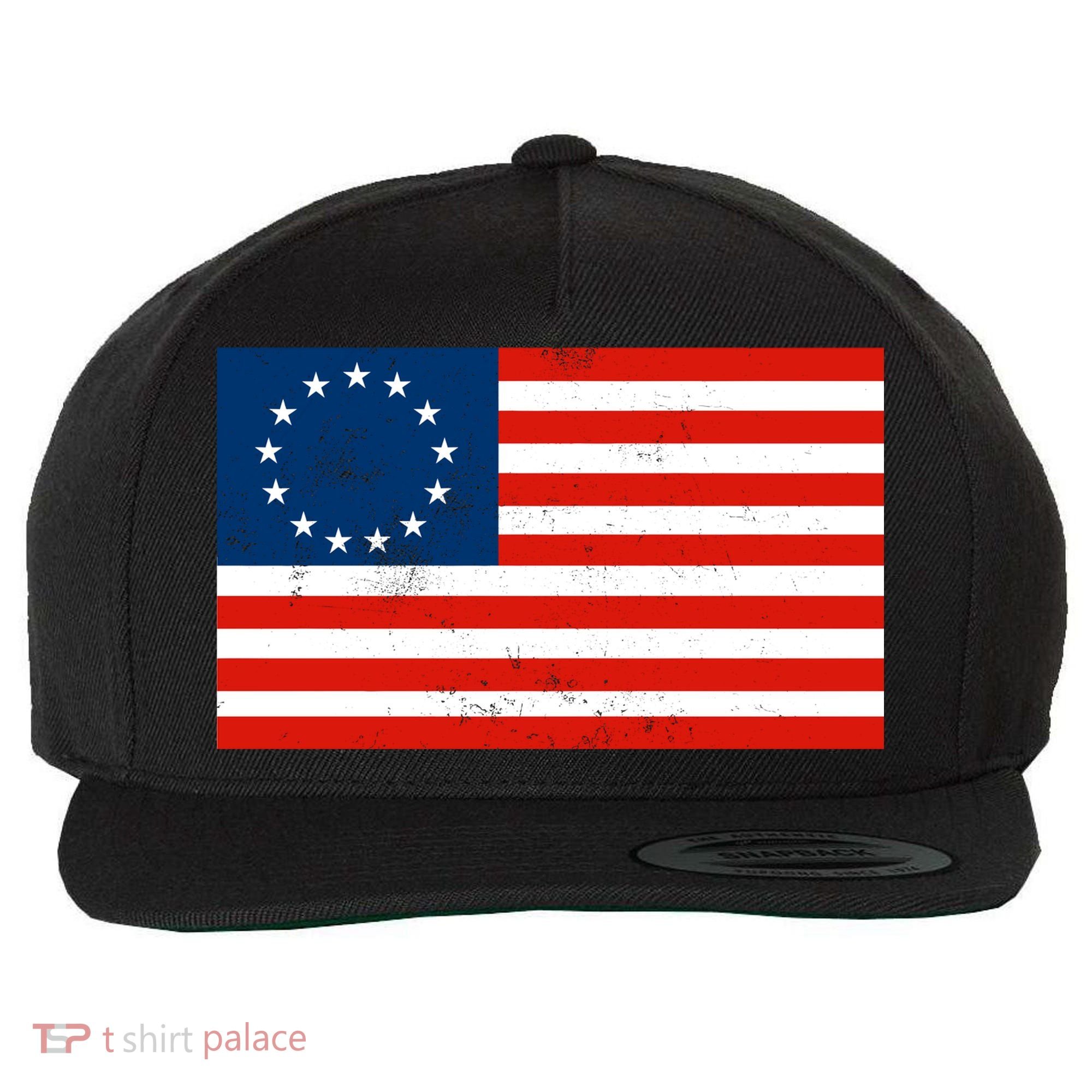 Classic Betsy Ross Flag Distressed  Wool Snapback Cap