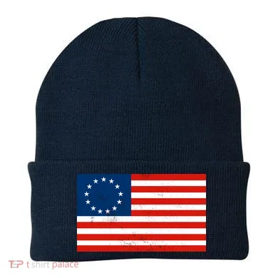 Classic Betsy Ross Flag Distressed  Beanie