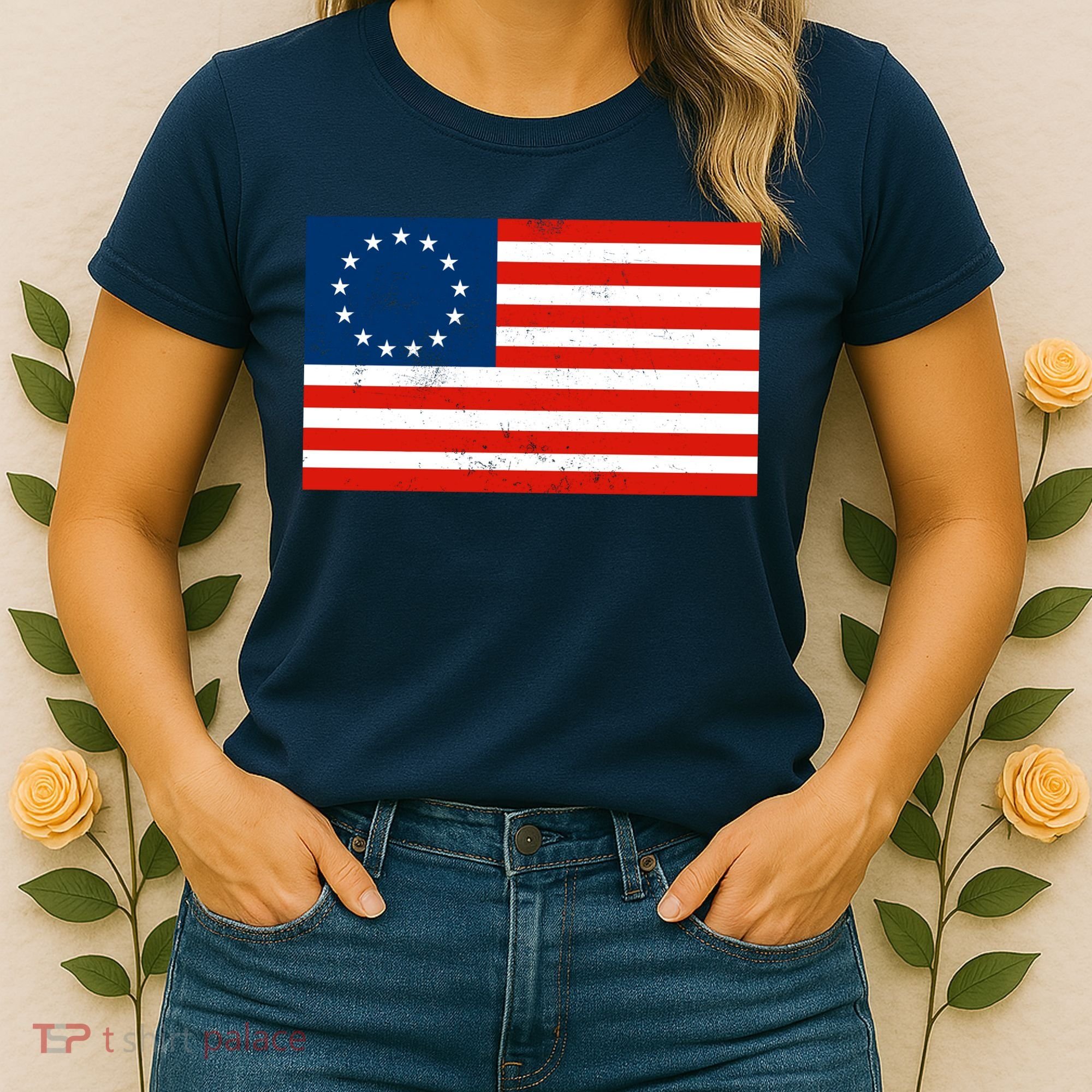 Classic Betsy Ross Flag Distressed  Women's T-Shirt