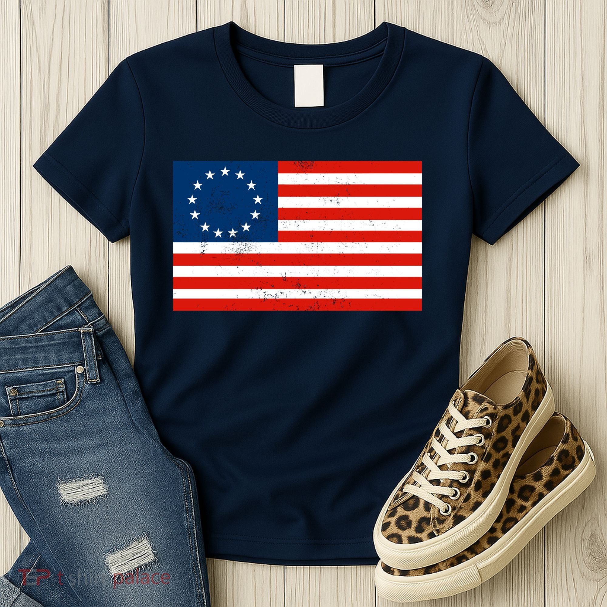 Classic Betsy Ross Flag Distressed  Women's T-Shirt