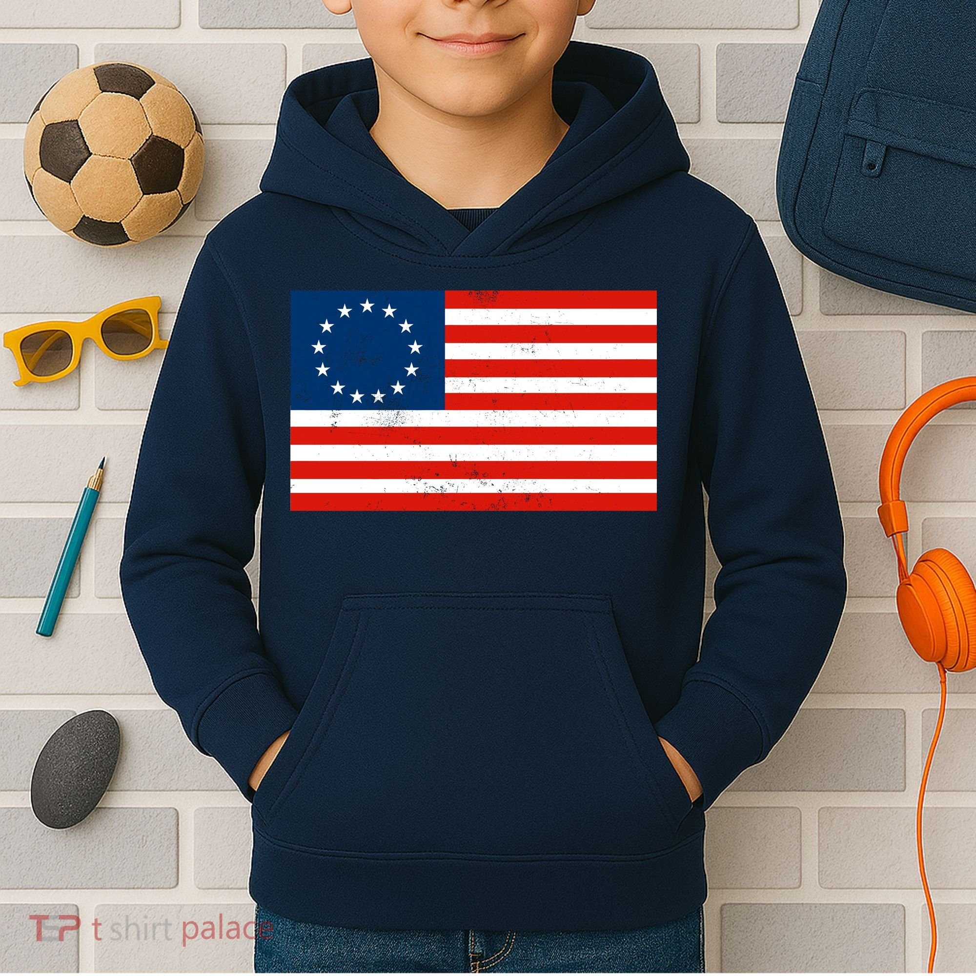 Classic Betsy Ross Flag Distressed  Kids Hoodie