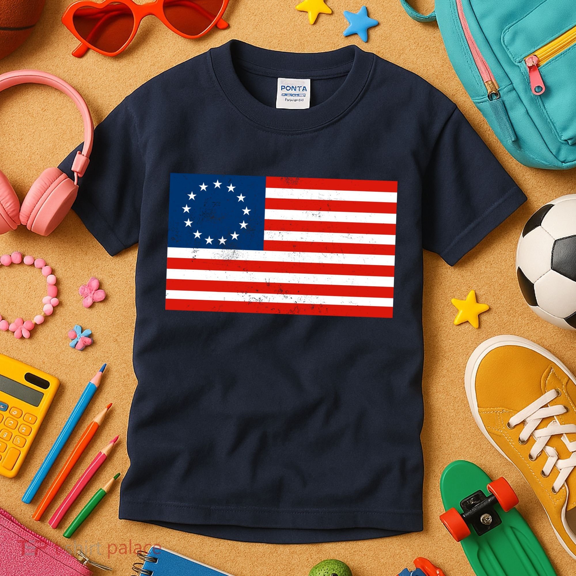 Classic Betsy Ross Flag Distressed  Kids T-Shirt