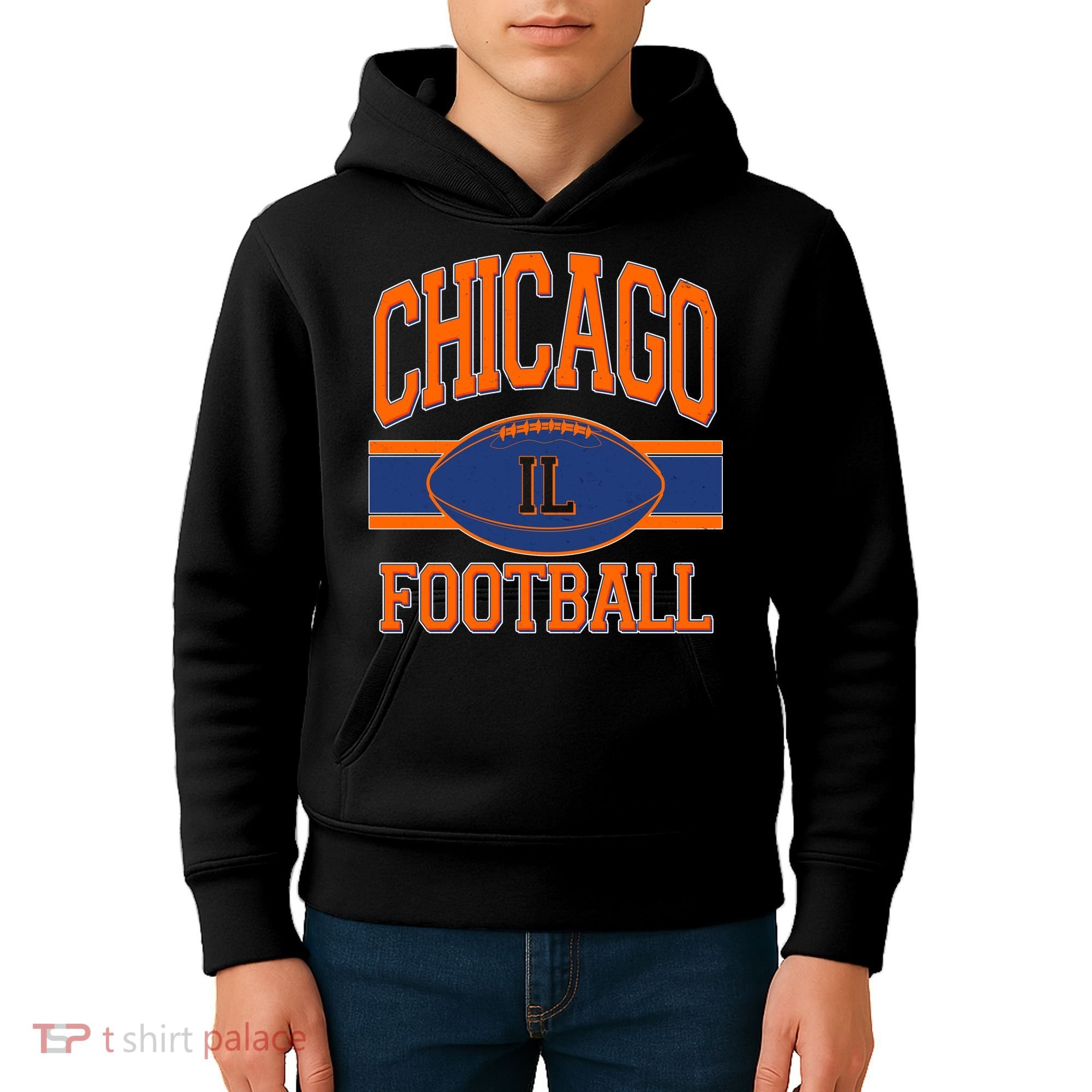 Classic Chicago IL Football Fan Logo Kids Hoodie