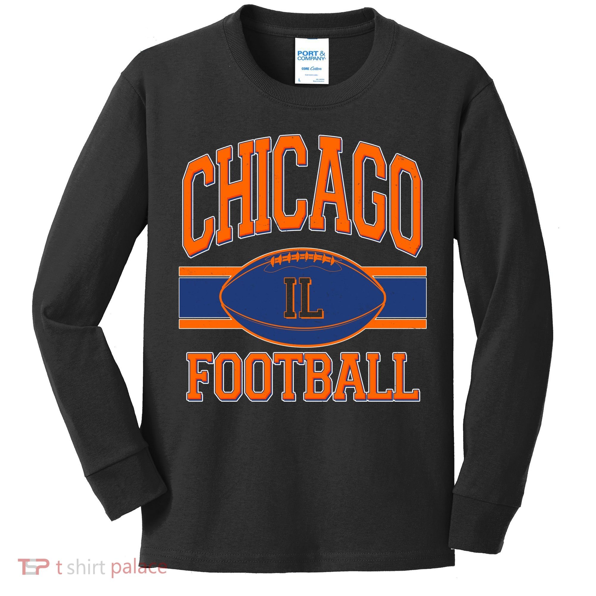 Classic Chicago IL Football Fan Logo Kids Long Sleeve Shirt
