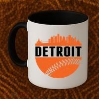 Classic Detroit Skyline Baseball  Coffee Mug thumb 2