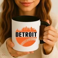 Classic Detroit Skyline Baseball  Coffee Mug thumb 3