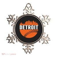 Classic Detroit Skyline Baseball  Ornament thumb 0