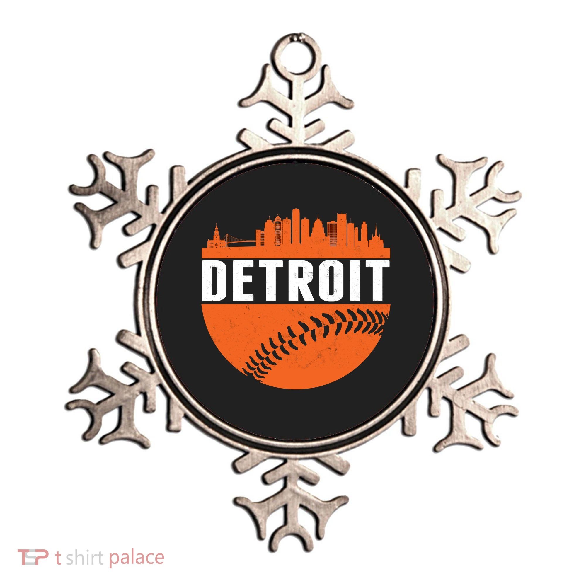 Classic Detroit Skyline Baseball  Ornament