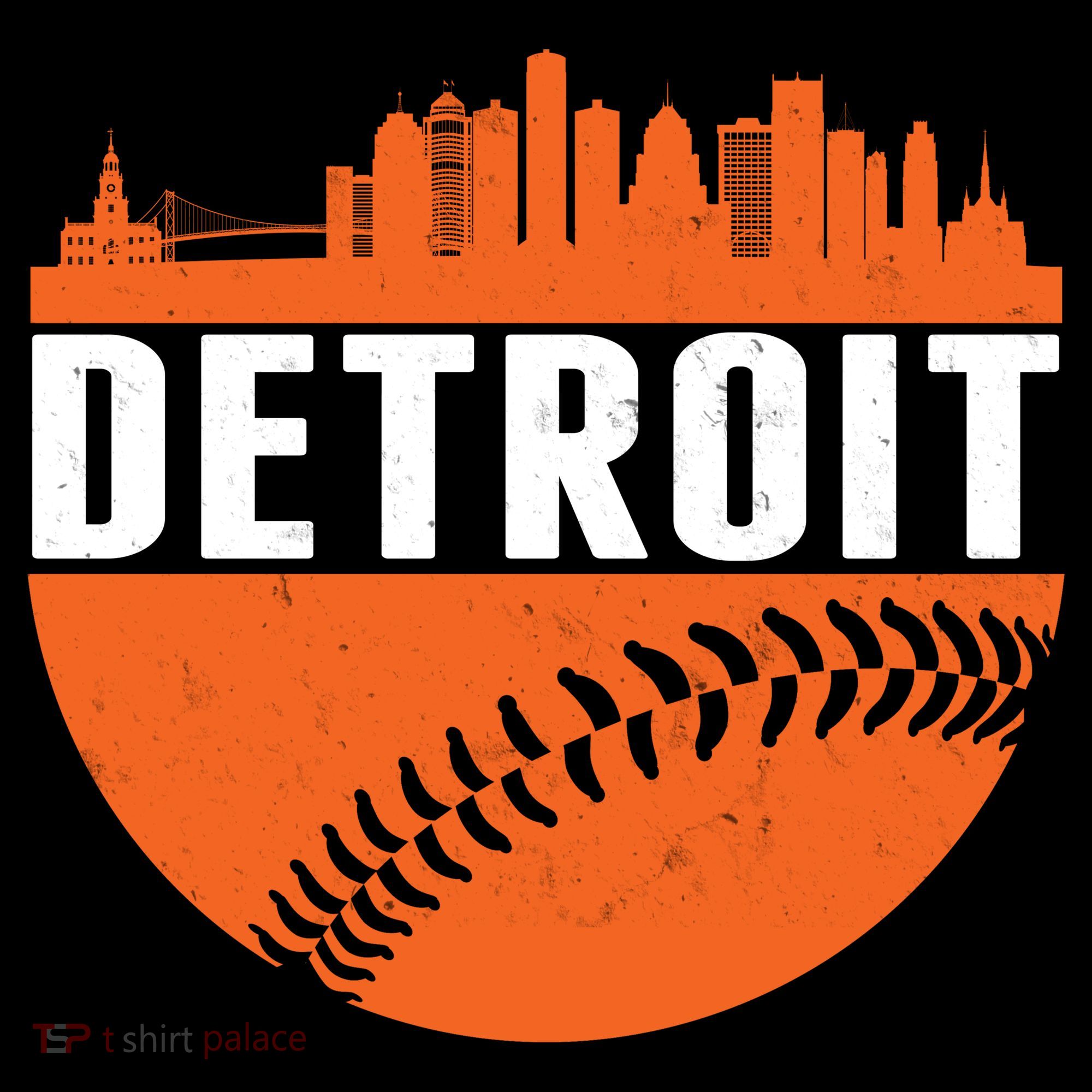 Classic Detroit Skyline Baseball  Ornament
