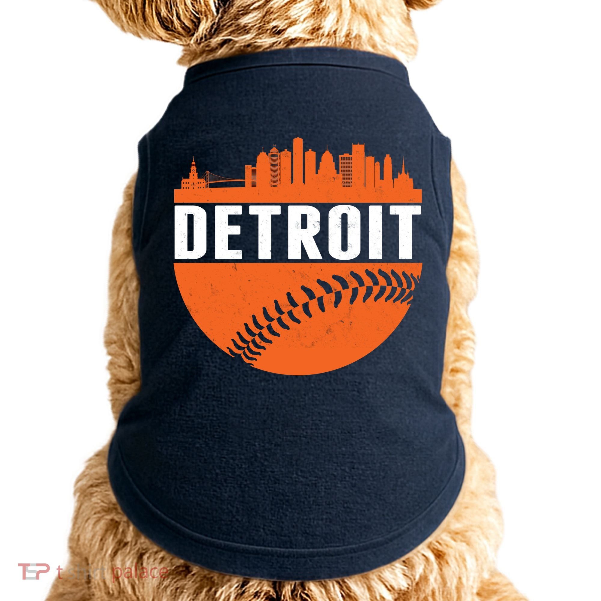 Classic Detroit Skyline Baseball  Doggie Tank