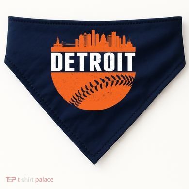 Classic Detroit Skyline Baseball  USA-Made Doggie Bandana
