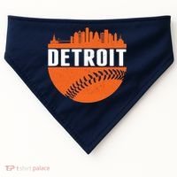 Classic Detroit Skyline Baseball  USA-Made Doggie Bandana thumb 0
