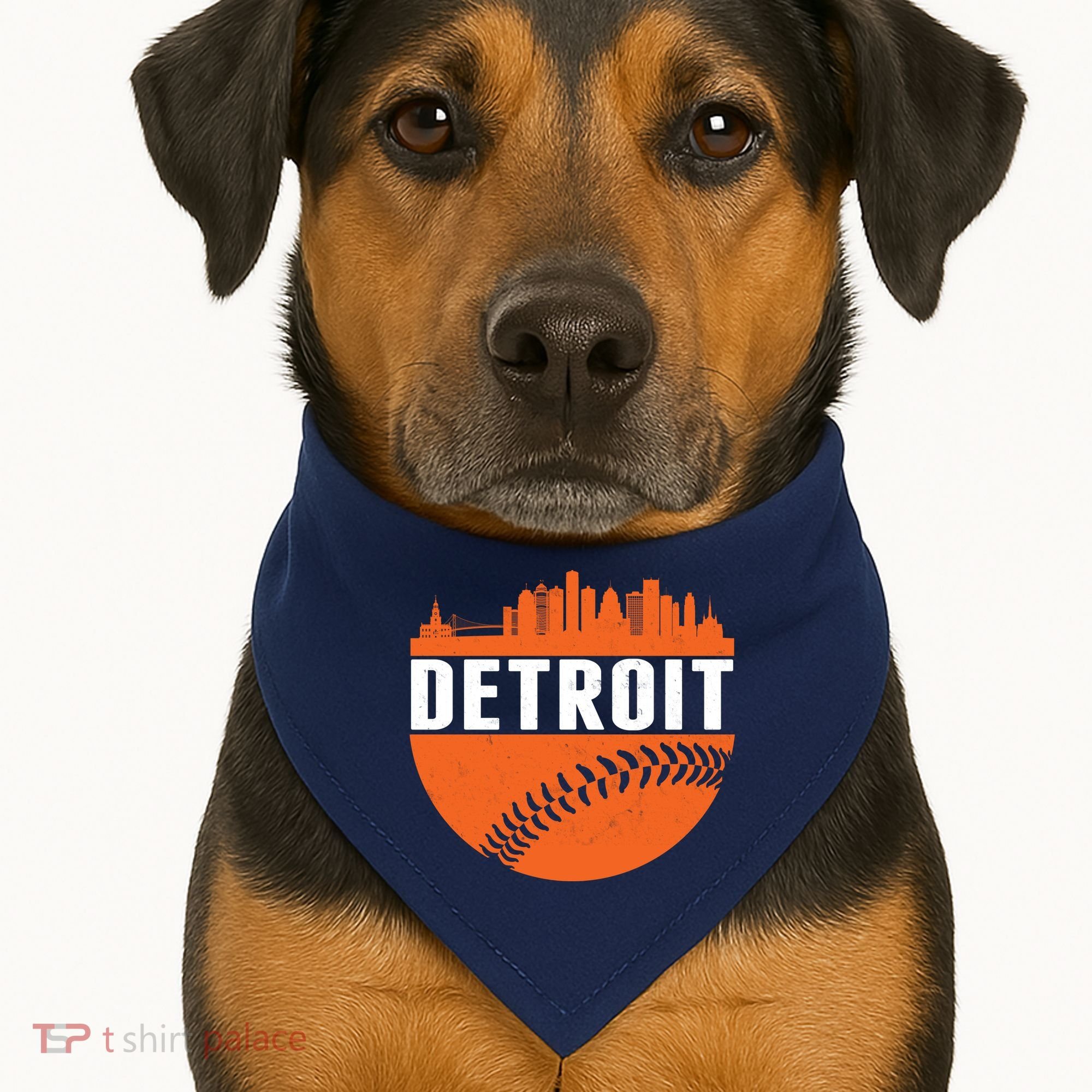 Classic Detroit Skyline Baseball  USA-Made Doggie Bandana