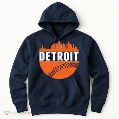 Classic Detroit Skyline Baseball  Hoodie