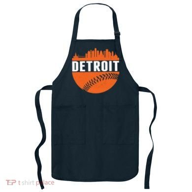 Classic Detroit Skyline Baseball  Apron