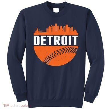 Classic Detroit Skyline Baseball  Sweatshirt