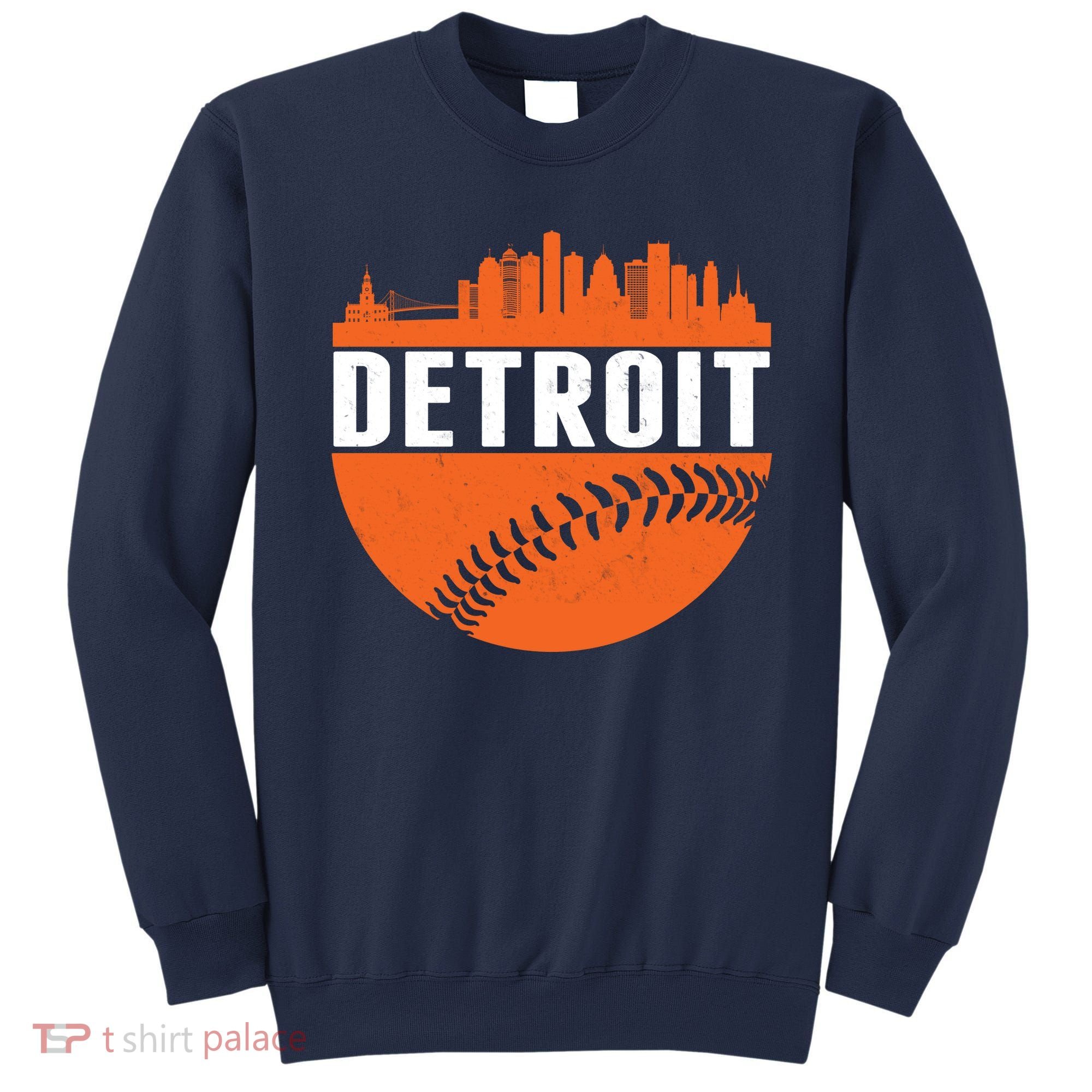 Classic Detroit Skyline Baseball  Sweatshirt