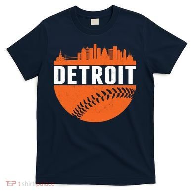 Classic Detroit Skyline Baseball  T-Shirt