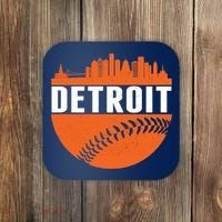 Classic Detroit Skyline Baseball  Coaster thumb 0
