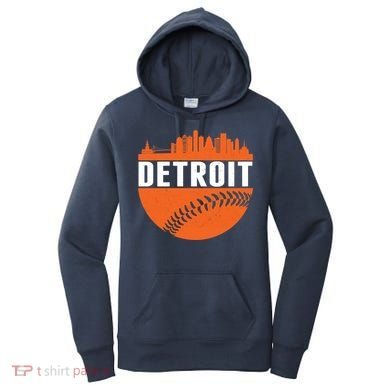 Classic Detroit Skyline Baseball  Women's Hoodie