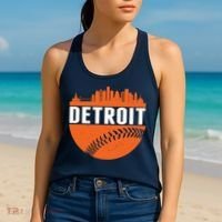 Classic Detroit Skyline Baseball  Women's Tank Top thumb 2