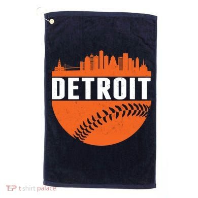 Classic Detroit Skyline Baseball  Golf Towel