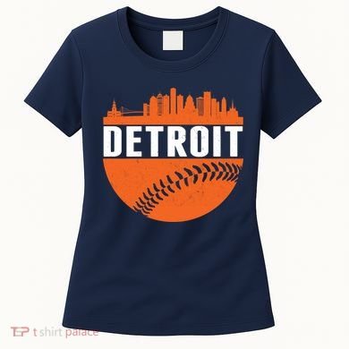 Classic Detroit Skyline Baseball  Women's T-Shirt