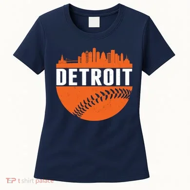 Classic Detroit Skyline Baseball Women's T-Shirt