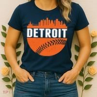 Classic Detroit Skyline Baseball  Women's T-Shirt thumb 2